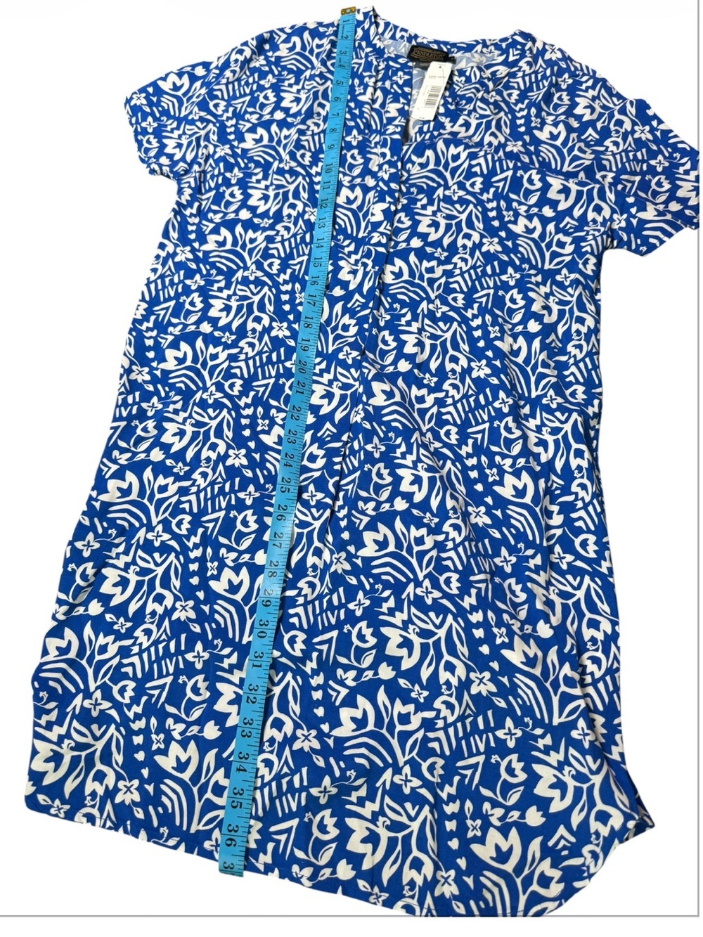 Pendleton Tala Floral Dress NWT Blue White Rayon Shift Dress Size Small - Picture 3 of 11